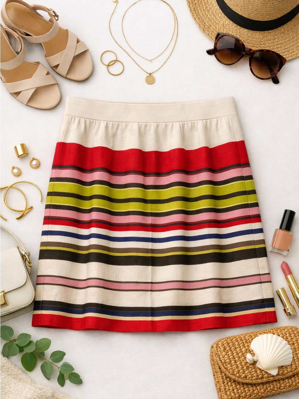 LOFT Multicolor Stripe Skirt Women’s Size 12